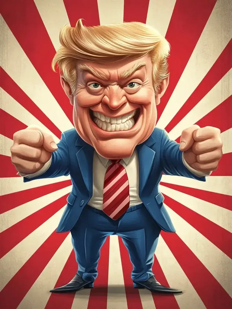 پرتره کارتونی ترامپ با طراحی پوستر رترو