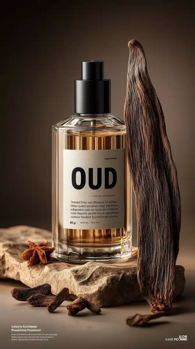 پرامپت تبلیغاتی عطر عود با طراحی لوکس