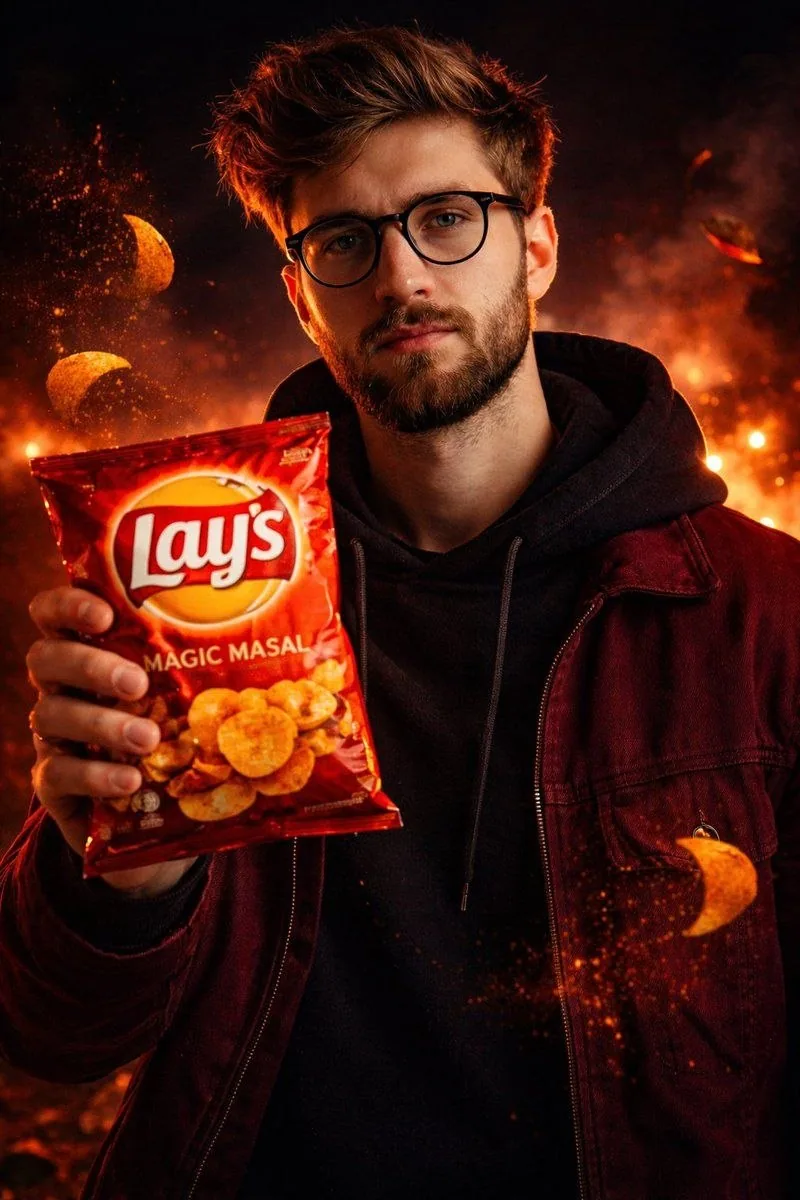 پرامپت تبلیغاتی چیپس Lay’s با مدل انسانی